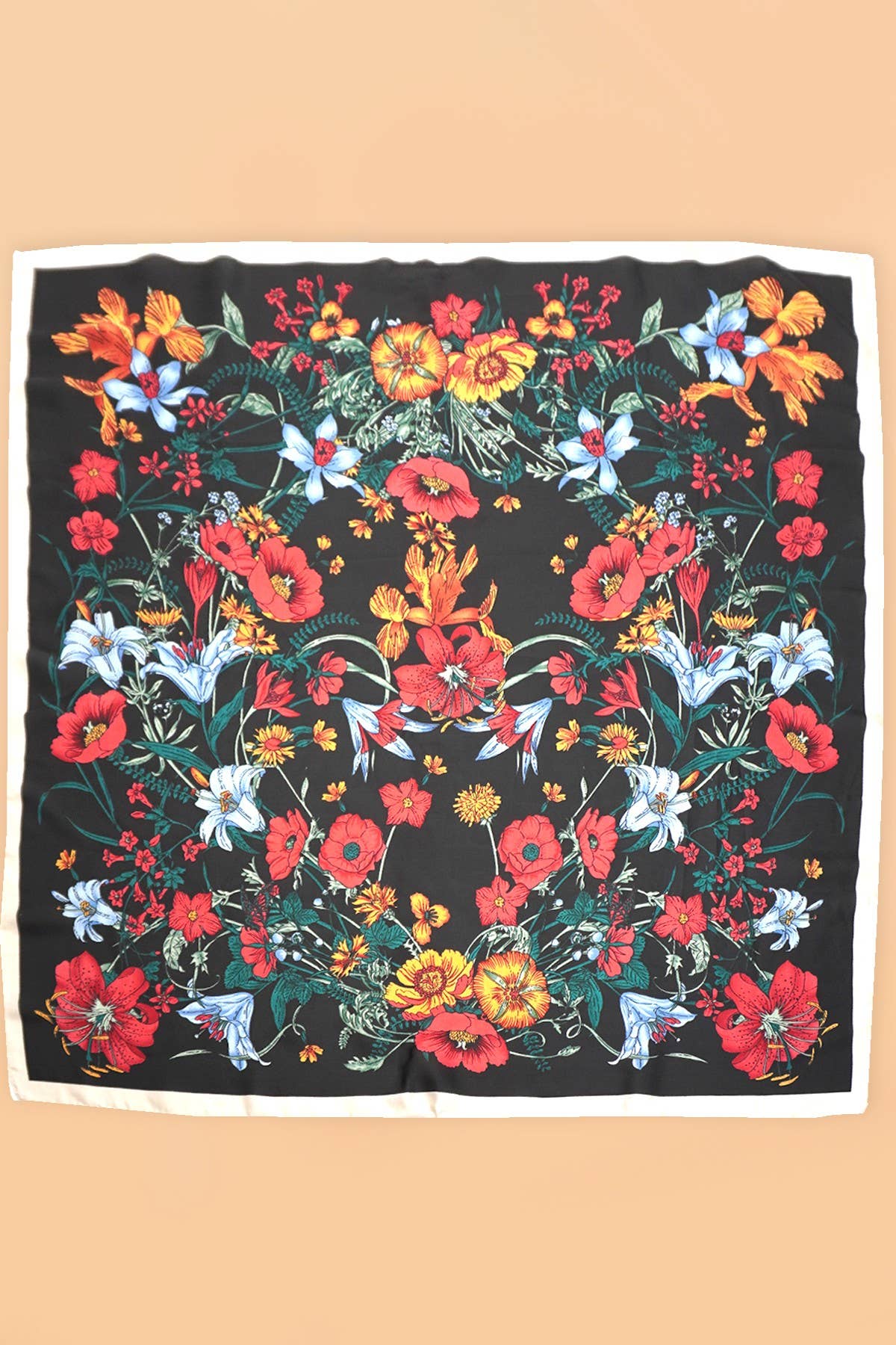 Red & Blue Reversible Floral Scarf
