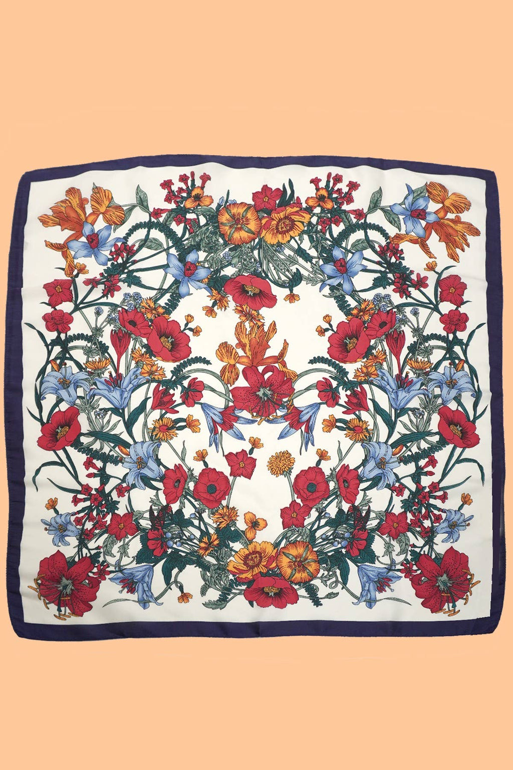 Red & Blue Reversible Floral Scarf