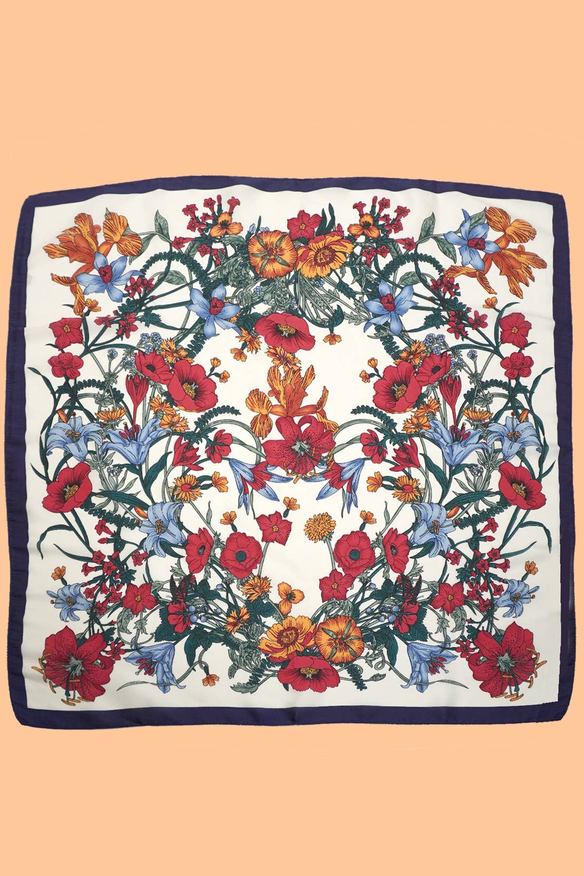 Red & Blue Reversible Floral Scarf