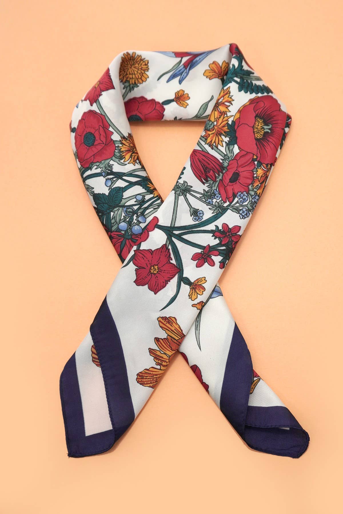 Red & Blue Reversible Floral Scarf
