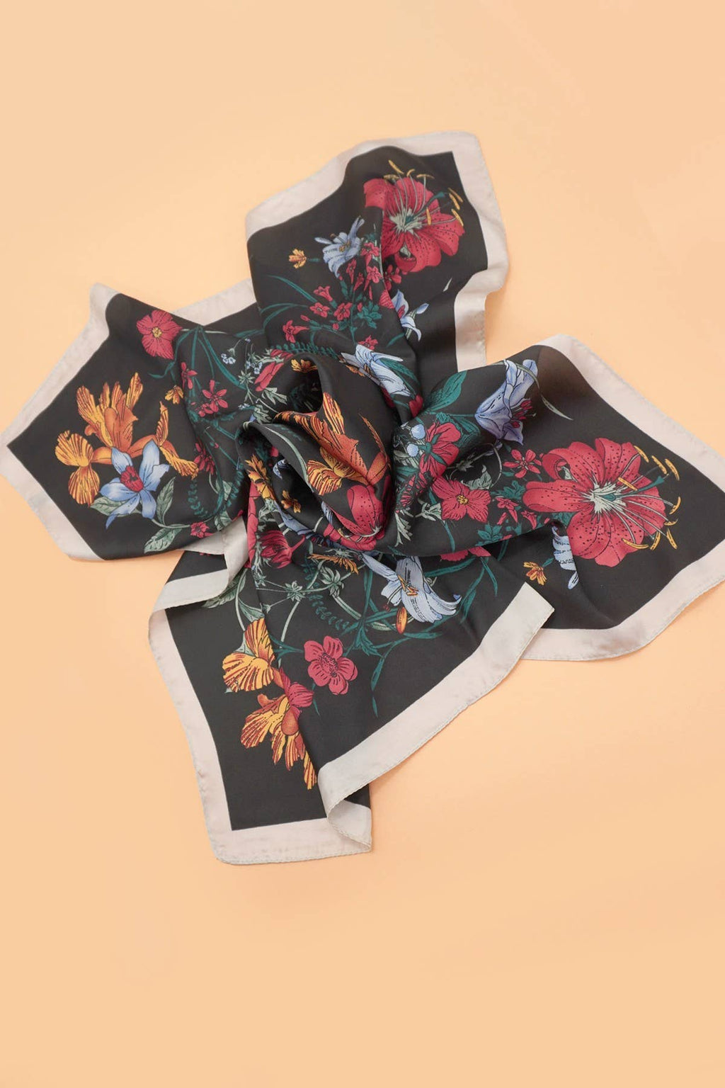Red & Blue Reversible Floral Scarf