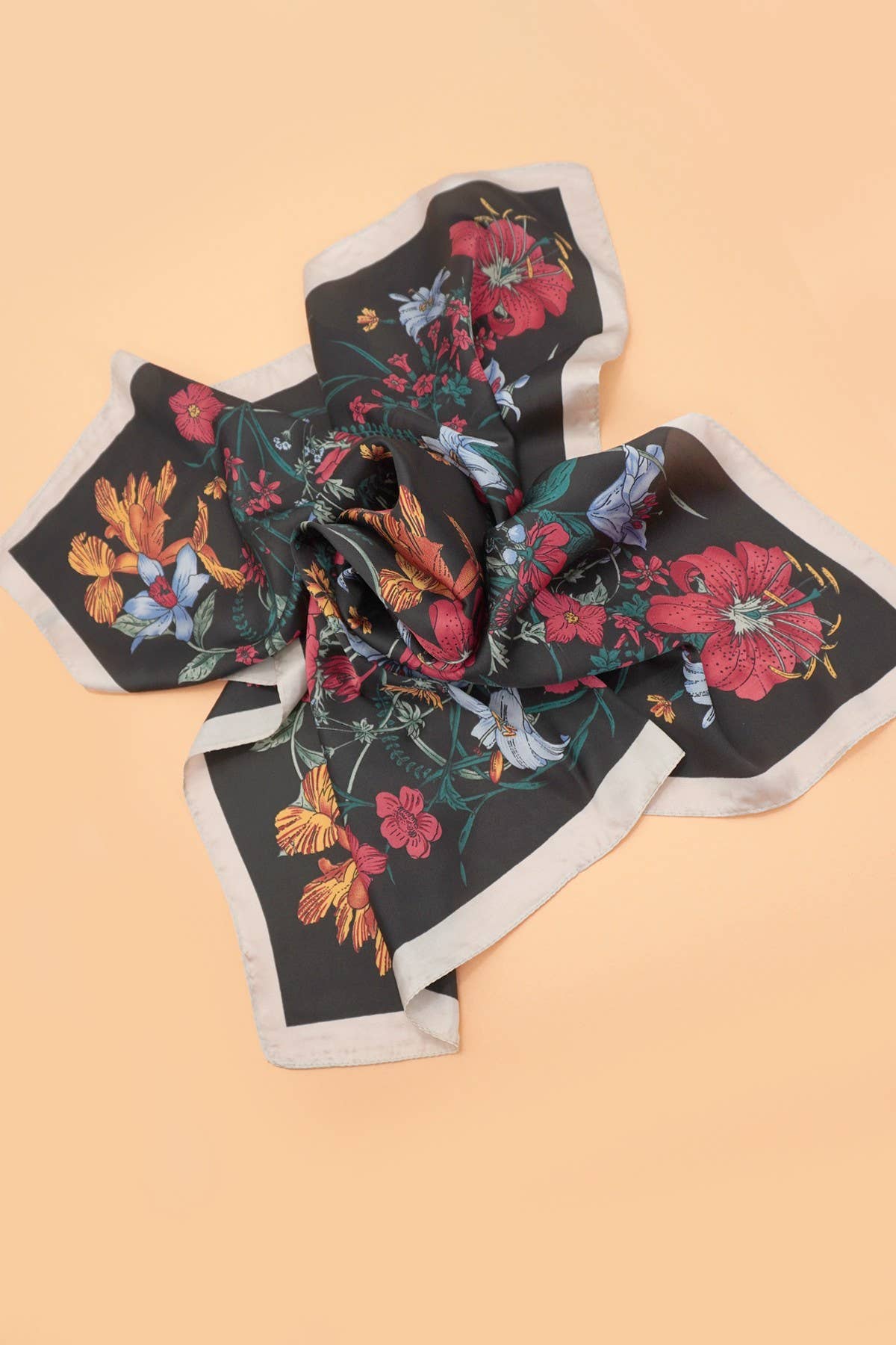 Red & Blue Reversible Floral Scarf