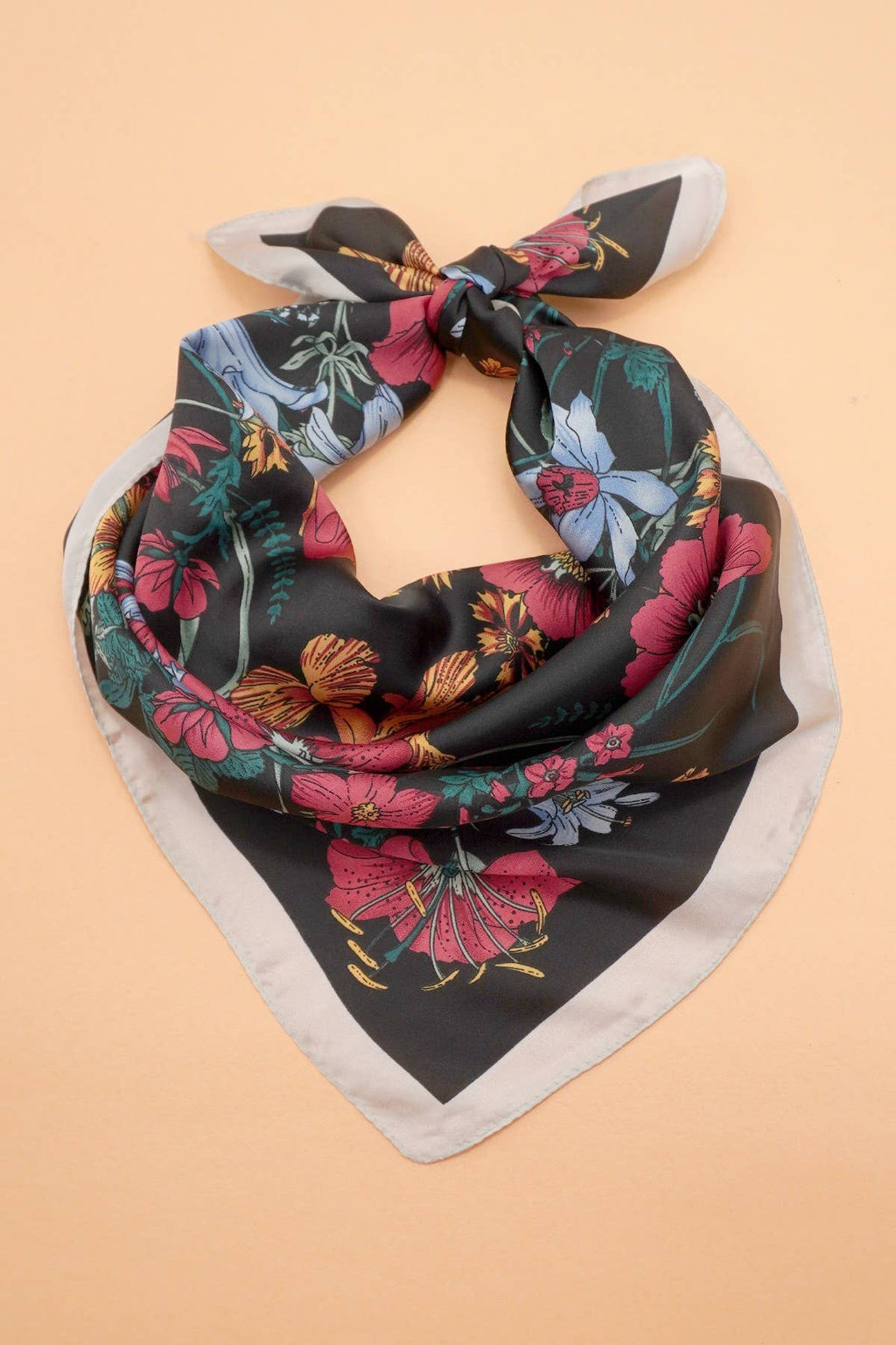 Red & Blue Reversible Floral Scarf