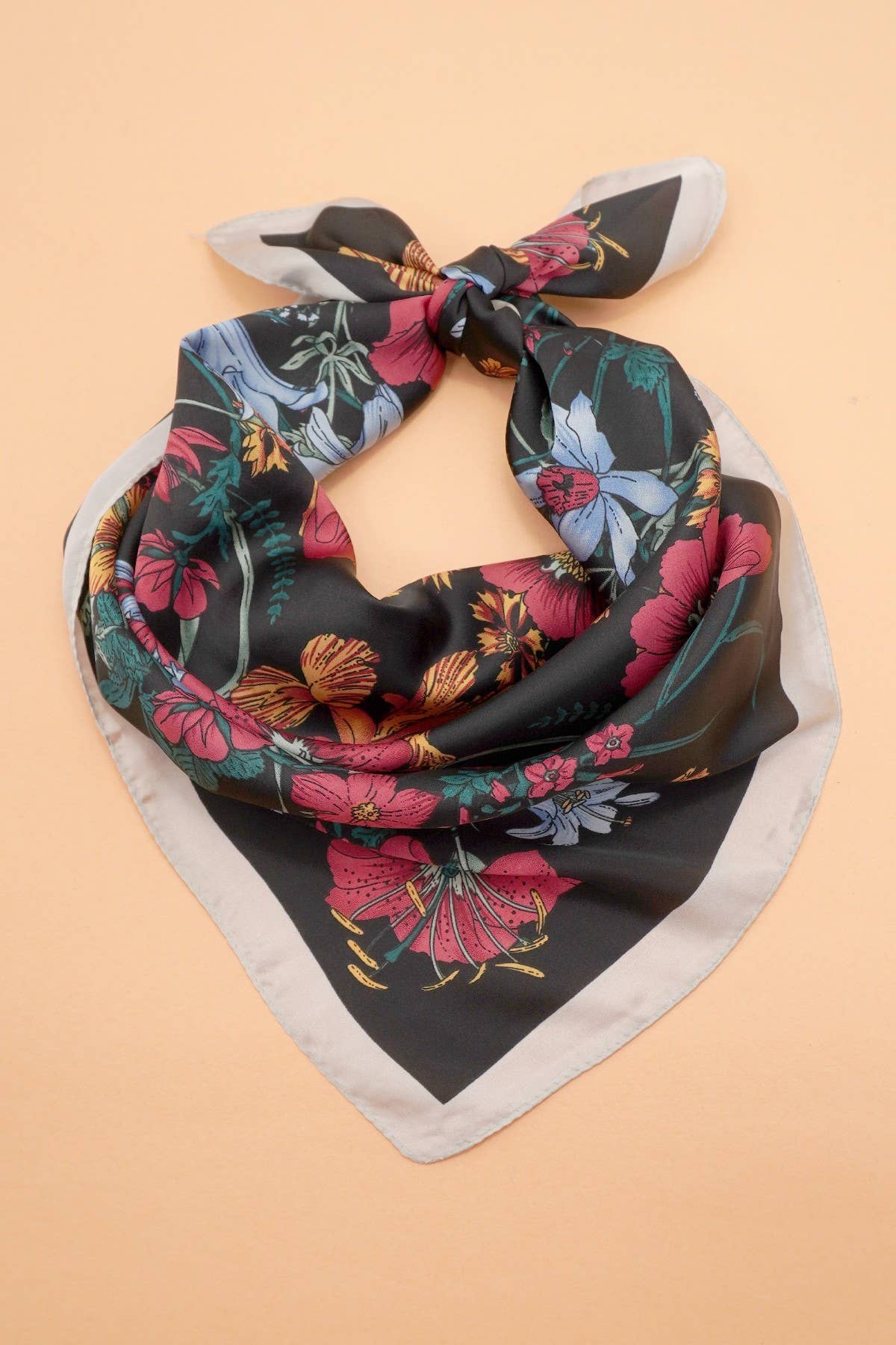 Red & Blue Reversible Floral Scarf