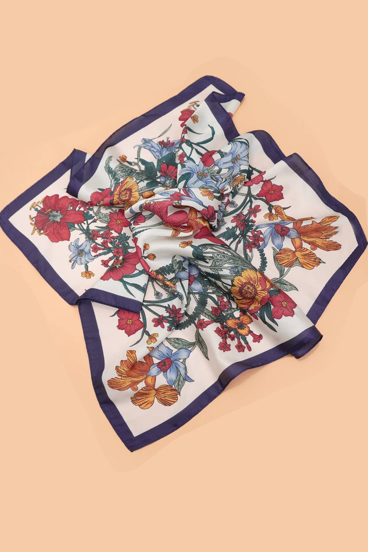 Red & Blue Reversible Floral Scarf